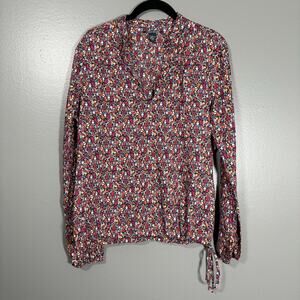 Lucky Brand Women's Colorful Animal Floral Print Top - Size Large - Cottagecore